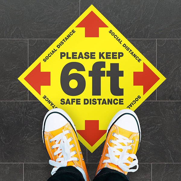 Car & Motorbike Stickers: Floor Sticker Keep 6ft Safe Distance 2
