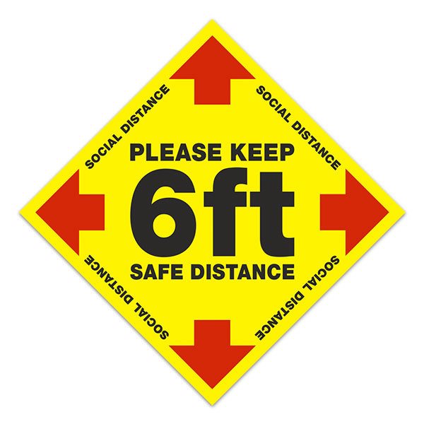 Car & Motorbike Stickers: Floor Sticker Keep 6ft Safe Distance 2