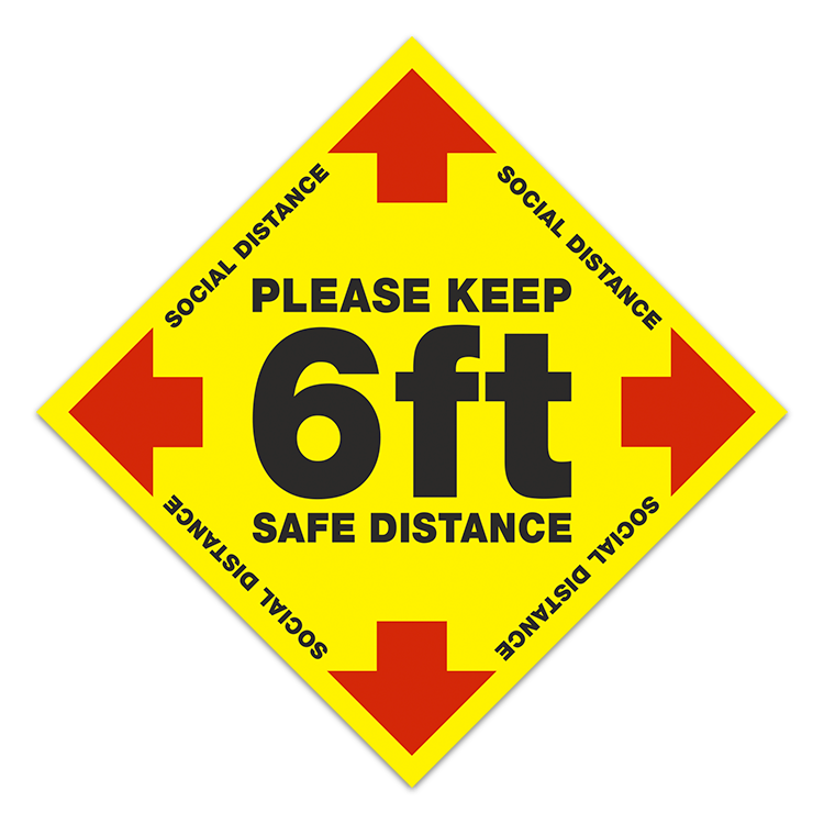 Car & Motorbike Stickers: Floor Sticker Keep 6ft Safe Distance 2