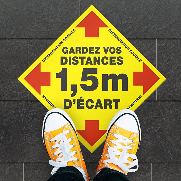 Car & Motorbike Stickers: Floor Sticker Keep 1,5m Safe Distance 2 - French