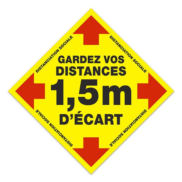 Car & Motorbike Stickers: Floor Sticker Keep 1,5m Safe Distance 2 - French