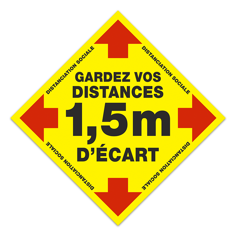 Car & Motorbike Stickers: Floor Sticker Keep 1,5m Safe Distance 2 - French