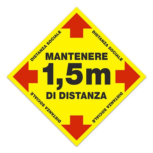 Car & Motorbike Stickers: Floor Sticker Keep 1,5m Safe Distance 2 - Italian