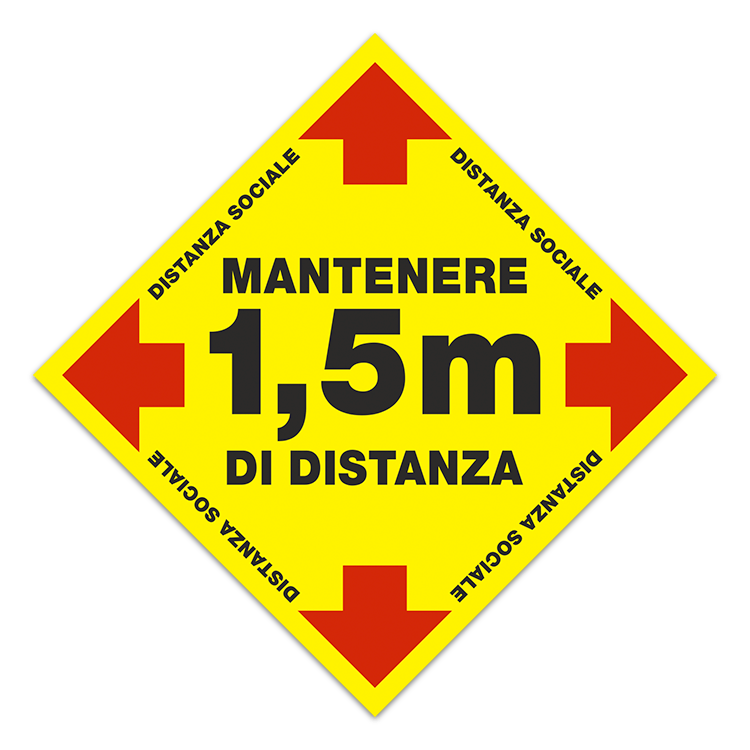 Car & Motorbike Stickers: Floor Sticker Keep 1,5m Safe Distance 2 - Italian