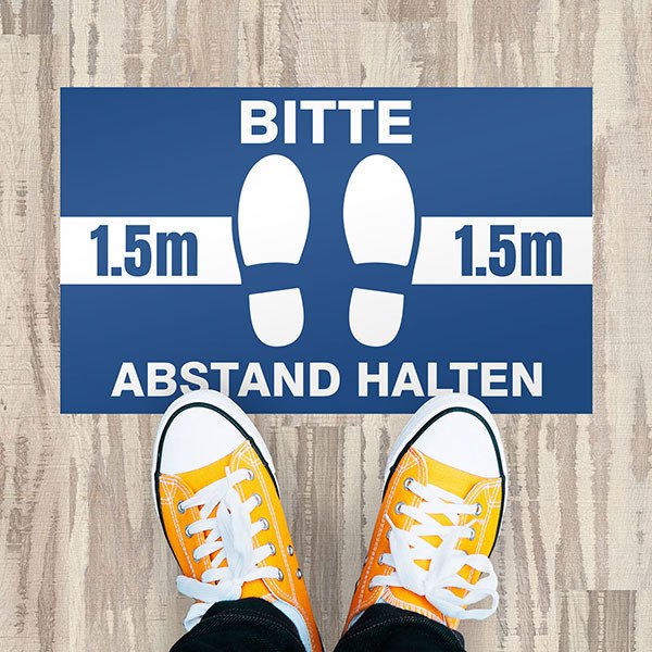 Car & Motorbike Stickers: Floor Sticker Keep 1,5m Safe Distance 3 - German