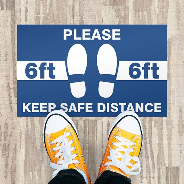 Car & Motorbike Stickers: Floor Sticker Keep 6ft Safe Distance 3 