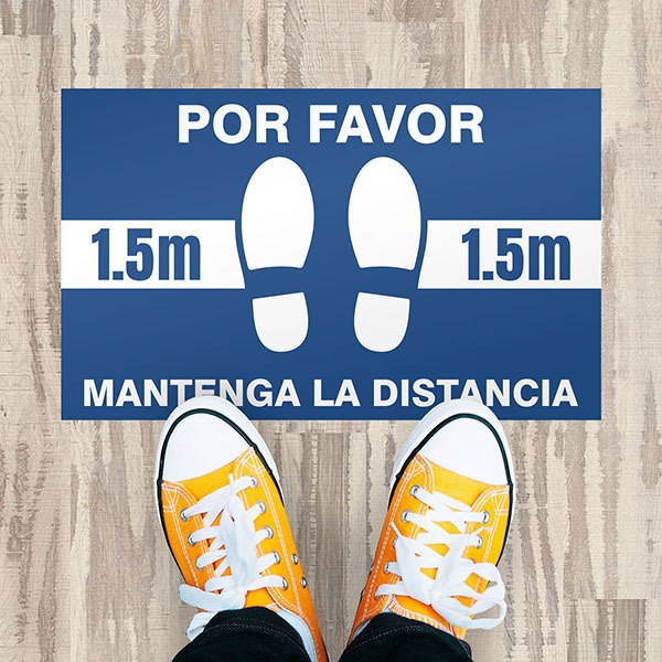 Car & Motorbike Stickers: Floor Sticker Keep 1,5m Safe Distance 3 - Spanish