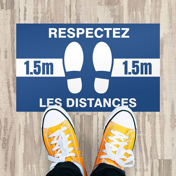 Car & Motorbike Stickers: Floor Sticker Keep 1,5m Safe Distance 3 - French