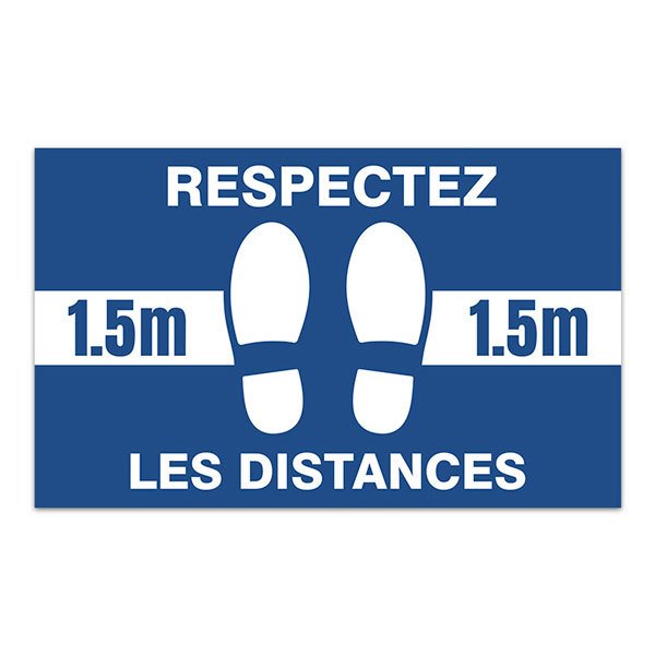 Car & Motorbike Stickers: Floor Sticker Keep 1,5m Safe Distance 3 - French