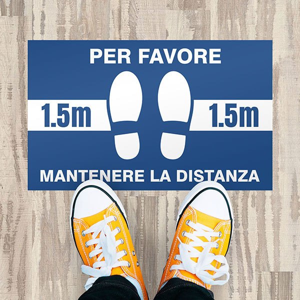 Car & Motorbike Stickers: Floor Sticker Keep 1,5m Safe Distance 3 - Italian