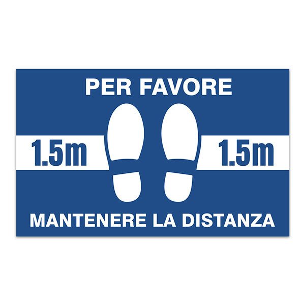 Car & Motorbike Stickers: Floor Sticker Keep 1,5m Safe Distance 3 - Italian