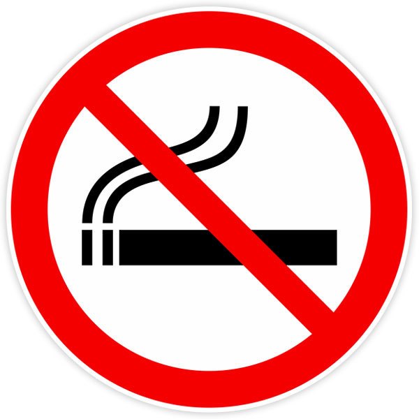 No Smoking Circle Stickers Pack of 2 75mm x 75mm 