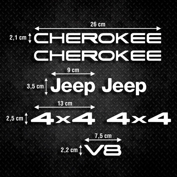Car & Motorbike Stickers: Set 7X Cherokee Jeep