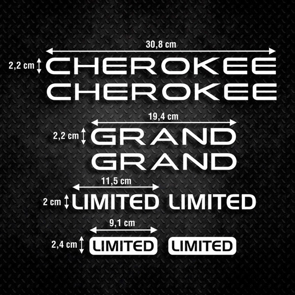 Car & Motorbike Stickers: Set 8X Cherokee Grand Limited