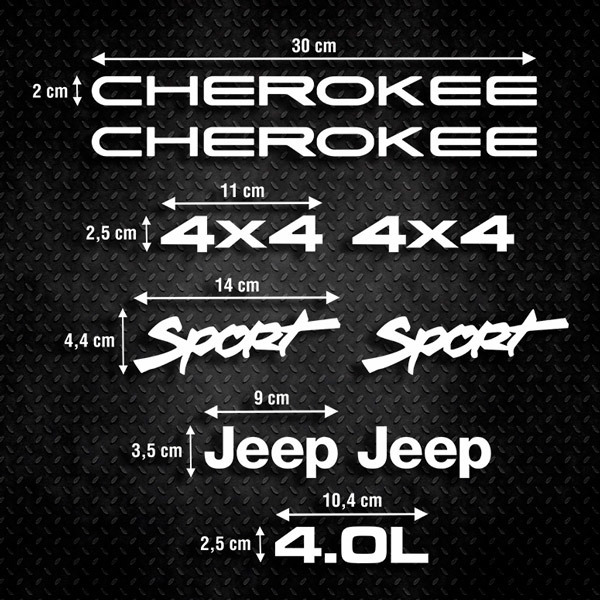 Car & Motorbike Stickers: Set 9X Cherokee Sport Jeep
