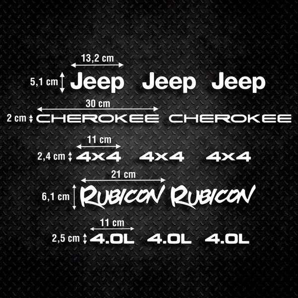 Car & Motorbike Stickers: Set 13X Jeep Cherokee Rubicon