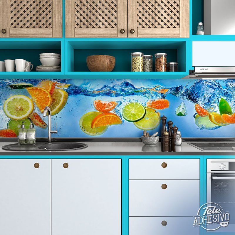 Wall Murals: Citrus slices in water