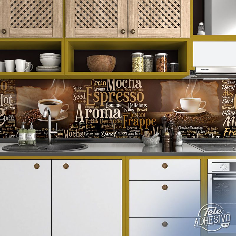 Wall Murals: Typographic coffee collage