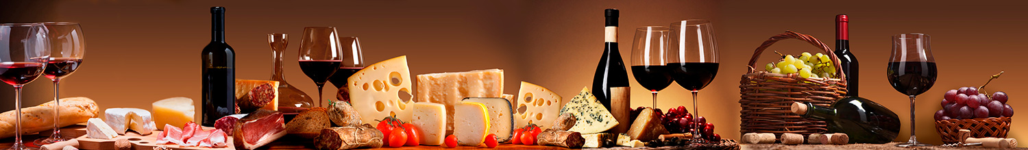 Wall Murals: Still life wine, cheese and sausages