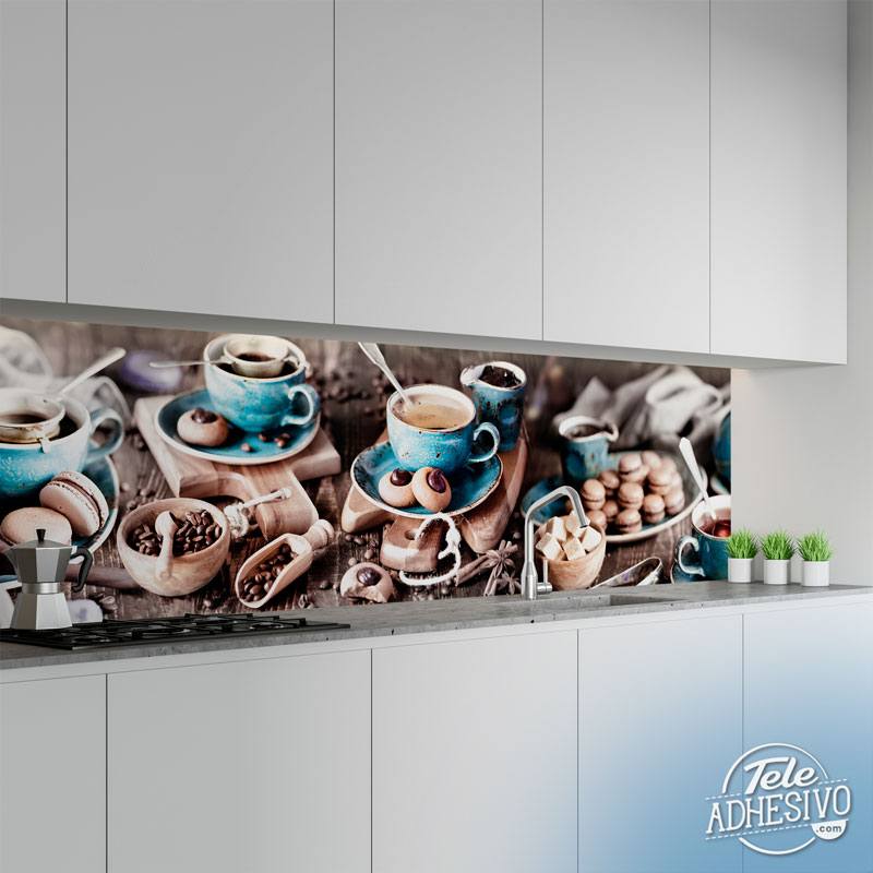 Wall Murals: Composition of coffees and cookies