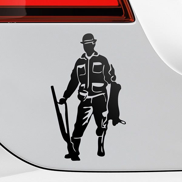 Car & Motorbike Stickers: Hunter holding a rabbit