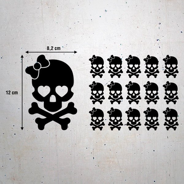 Wall Stickers: Set 15X skulls with a ribbon