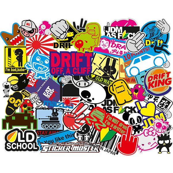 X2 Two Individual Jdm Sticker Bombing Wrap Sheets Black White Only Style Amazon Com