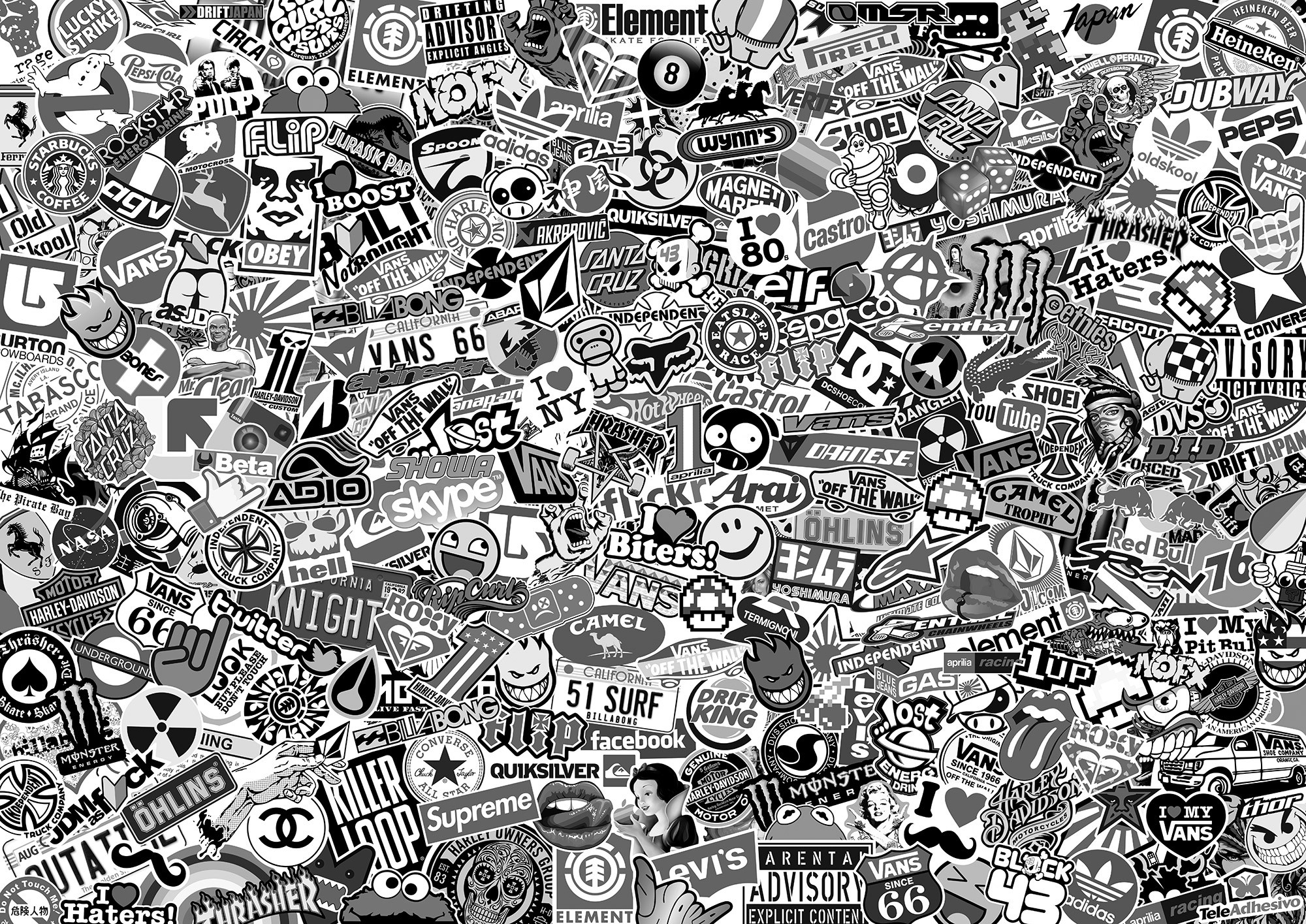 Car & Motorbike Stickers: Stickerbomb XL black and white