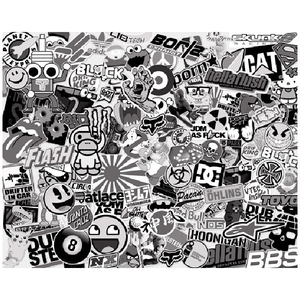 Car & Motorbike Stickers: Stickerbomb black and white