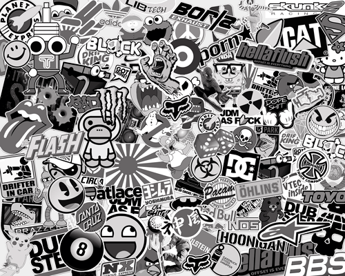 Car & Motorbike Stickers: Stickerbomb black and white