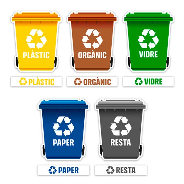 Car & Motorbike Stickers: Set 5X Stickers Recycling in Catalan