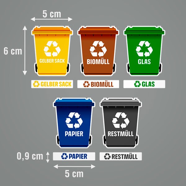 Car & Motorbike Stickers: Set 5X Stickers Recycling in German