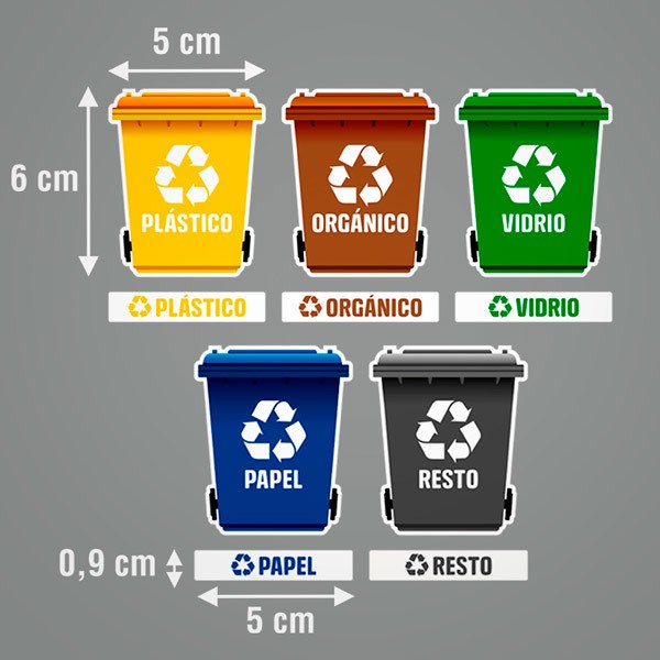 Car & Motorbike Stickers: Set 5X Stickers recycling in Spanish
