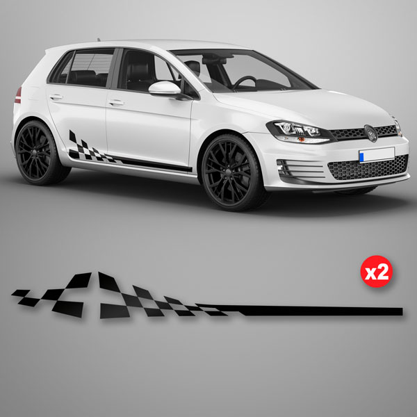 Car & Motorbike Stickers:  Lateral Vinyl 2x Set Racing Flags Arrival