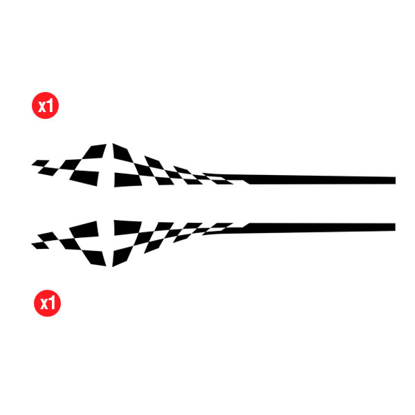 Car & Motorbike Stickers:  Lateral Vinyl 2x Set Racing Flags Arrival