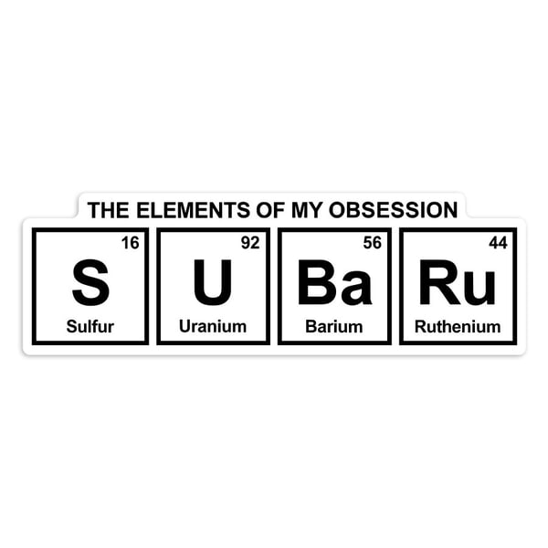 Car & Motorbike Stickers: Subaru Periodic Table Symbols