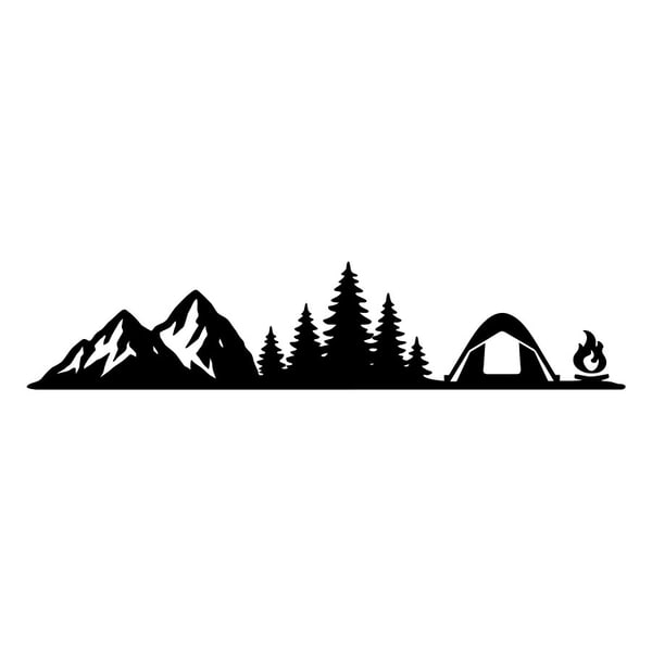 Camper van decals: Mountain Camping Silhouette