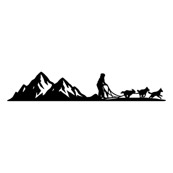 Car & Motorbike Stickers: Huskies with Snowy Mountains