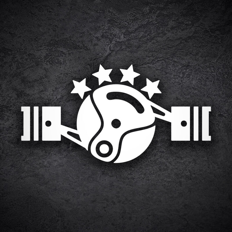 Car & Motorbike Stickers: Boxer Engine Pistons and Stars Decal