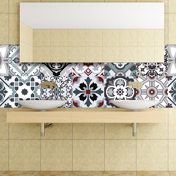 Wall Stickers: Kit 48 Tile stickers traditional