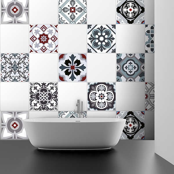 Wall Stickers: Kit 48 Tile stickers traditional