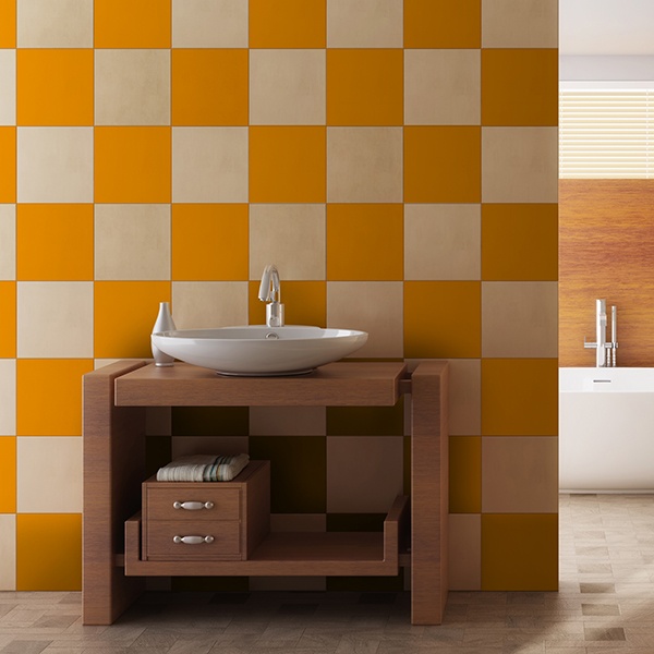 Wall Stickers: Kit 48 kitchen tile chequered