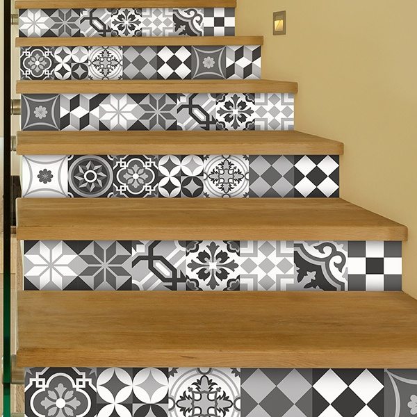 Kit 48 wall Tile stickers black and white