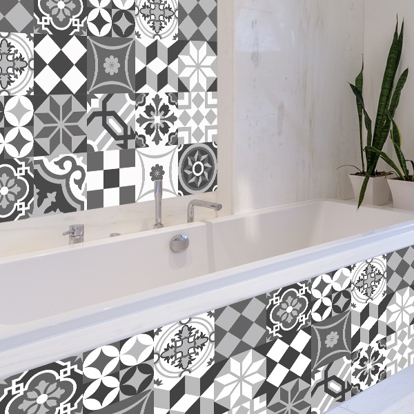 Wall Stickers: Kit 48 Tile black and white