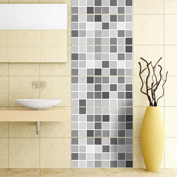 Wall Stickers: Kit 48 wall Tile stickers grey mosaic 1