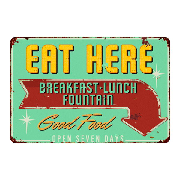 Wall Stickers: Eat Here Good Food Vintage Sign