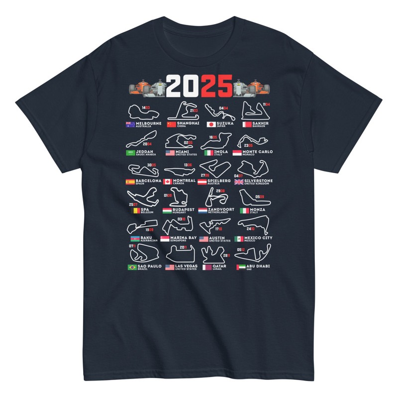 T-shirts: Formula 1 Circuits Calendar 2025