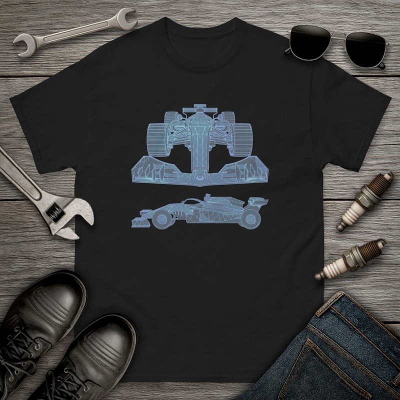 T-shirts: Formula 1 Car 3D Blueprint T-shirt