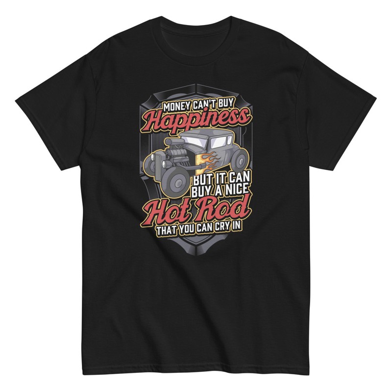 T-shirts: Classic Hot Rod with Flames and Funny Phrase