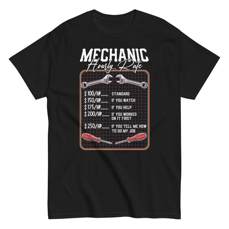 T-shirts: Mechanic Hourly Rate Humor